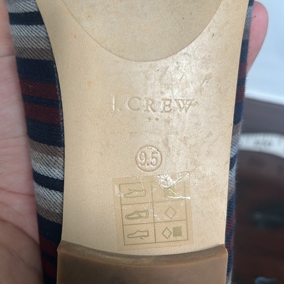 J CREW Striped Textile‎ Flats Loafers Shoes Blue Maroon Size 9.5 ♣️ - Picture 7 of 7